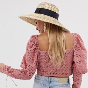 ASOS Design Long Sleeve Broderie Square Neck Top | Size: 6